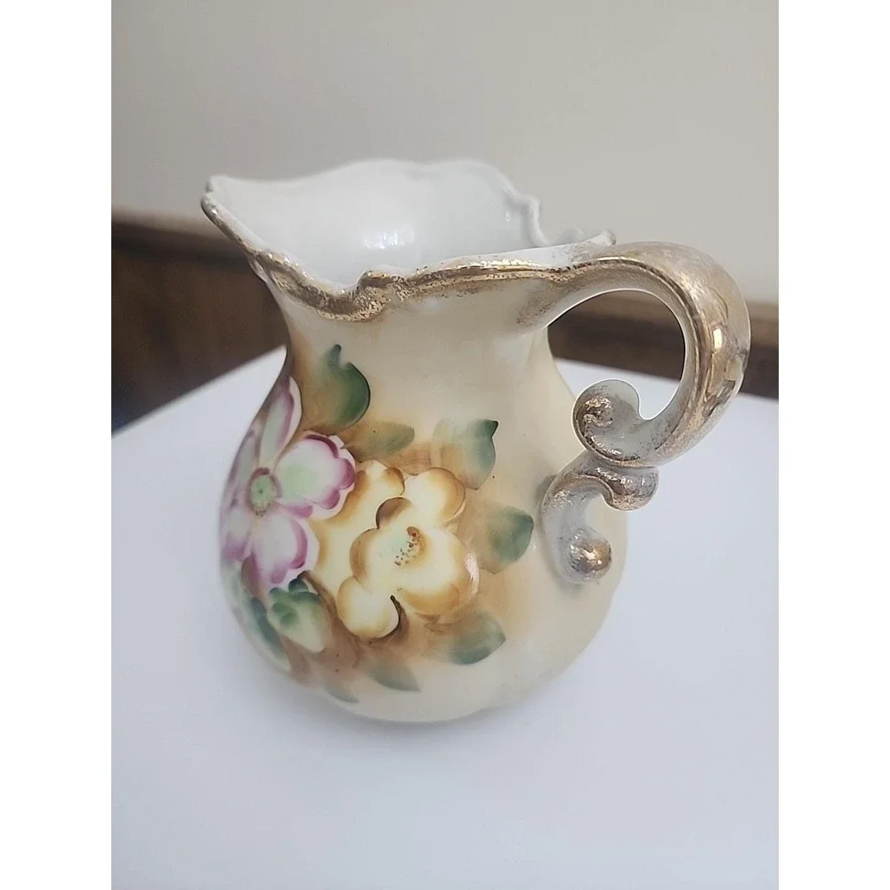 Homco Vintage Floral Pitcher Hand painted Flower Jug Marked‎ 1186 Made in Japan
